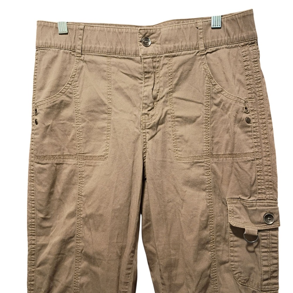 Cato Est 1946 Cargo Crop Pants Womens 8 Tan‎ Classic Stretch Roll Tab 30 x 24